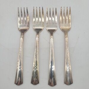 Victor S Co A1+ Silver Plate Salad Forks, Lot of‎ 4, Vintage Flatware Silverware